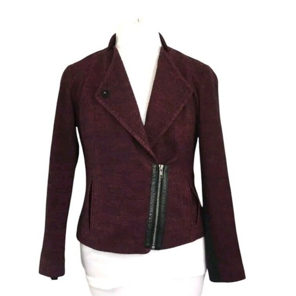 Coldwater Creek Jackets & Blazers - Vintage Coldwater Creek Womens Half Zip Biker Moto Jacket Size 16‎ Shoulder Pads
